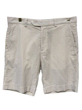 Brooks Brothers Seersucker Bermuda Shorts Men's 34 Slim Fit Beige Stripe Vintage